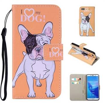 Love Dog PU Leather Wallet Phone Case Cover for Huawei Y5 Prime 2018 (Y5 2018 / Y5 Lite 2018)