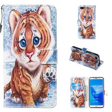 Baby Tiger Smooth Leather Phone Wallet Case for Huawei Y5 Prime 2018 (Y5 2018 / Y5 Lite 2018)