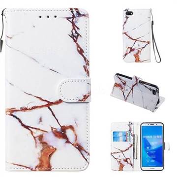 Platinum Marble Smooth Leather Phone Wallet Case for Huawei Y5 Prime 2018 (Y5 2018 / Y5 Lite 2018)