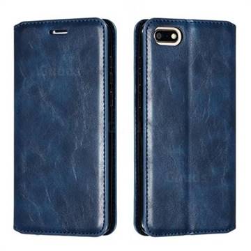 Retro Slim Magnetic Crazy Horse PU Leather Wallet Case for Huawei Y5 Prime 2018 (Y5 2018 / Y5 Lite 2018) - Blue
