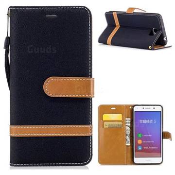 Jeans Cowboy Denim Leather Wallet Case for Huawei Y5II Y5 2 Honor5 Honor Play 5 - Black
