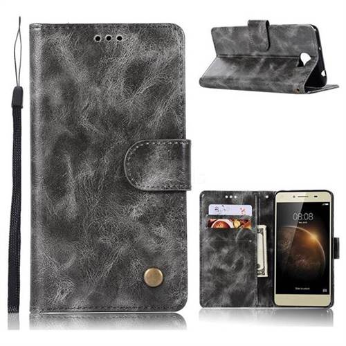 Luxury Retro Leather Wallet Case for Huawei Y5II Y5 2 Honor5 Honor Play 5 - Gray