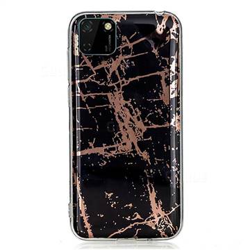 Black Galvanized Rose Gold Marble Phone Back Cover for Huawei Y5p