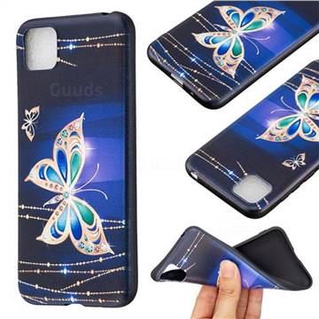 Golden Shining Butterfly 3D Embossed Relief Black Soft Back Cover for Huawei Y5p