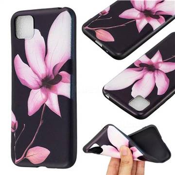 Lotus Flower 3D Embossed Relief Black Soft Back Cover for Huawei Y5p
