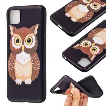 Big Owl 3D Embossed Relief Black Soft Back Cover for Huawei Y5p