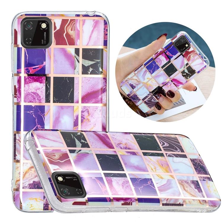 Square Puzzle Painted Marble Electroplating Protective Case for Huawei Y5p