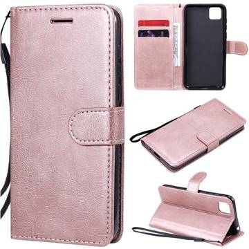 Retro Greek Classic Smooth PU Leather Wallet Phone Case for Huawei Y5p - Rose Gold