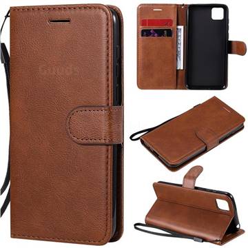 Retro Greek Classic Smooth PU Leather Wallet Phone Case for Huawei Y5p - Brown