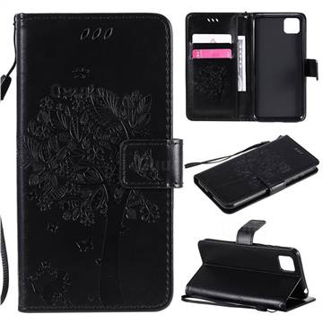 Embossing Butterfly Tree Leather Wallet Case for Huawei Y5p - Black