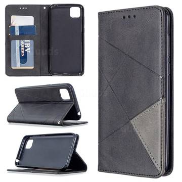 Prismatic Slim Magnetic Sucking Stitching Wallet Flip Cover for Huawei Y5p - Black
