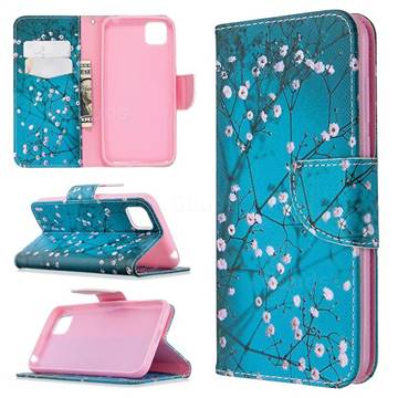 Blue Plum Leather Wallet Case for Huawei Y5p