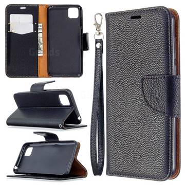 Classic Luxury Litchi Leather Phone Wallet Case for Huawei Y5p - Black