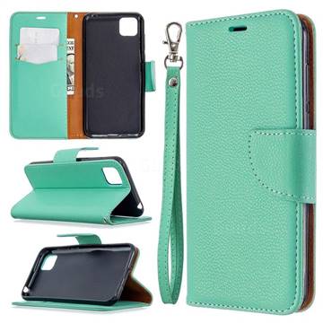 Classic Luxury Litchi Leather Phone Wallet Case for Huawei Y5p - Green