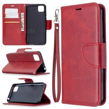 Classic Sheepskin PU Leather Phone Wallet Case for Huawei Y5p - Red