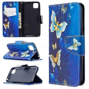 Golden Butterflies Leather Wallet Case for Huawei Y5p