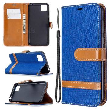Jeans Cowboy Denim Leather Wallet Case for Huawei Y5p - Sapphire