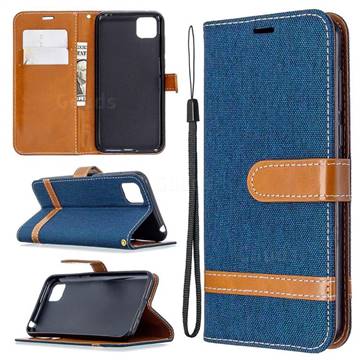 Jeans Cowboy Denim Leather Wallet Case for Huawei Y5p - Dark Blue