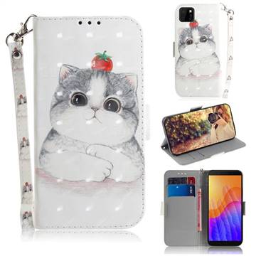 Cute Tomato Cat 3D Painted Leather Wallet Phone Case for Huawei Y5p