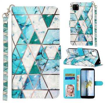 Stitching Marble 3D Leather Phone Holster Wallet Case for Huawei Y5p