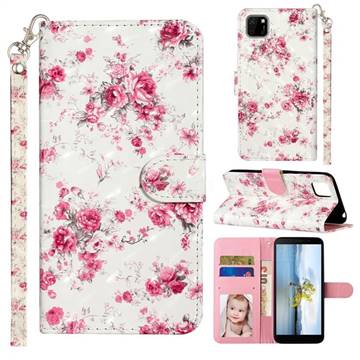 Rambler Rose Flower 3D Leather Phone Holster Wallet Case for Huawei Y5p