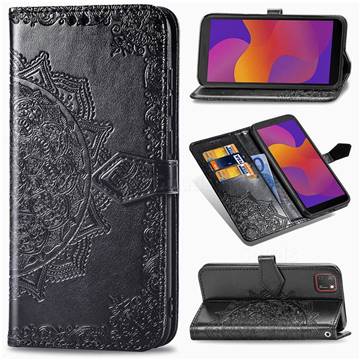 Embossing Imprint Mandala Flower Leather Wallet Case for Huawei Y5p - Black