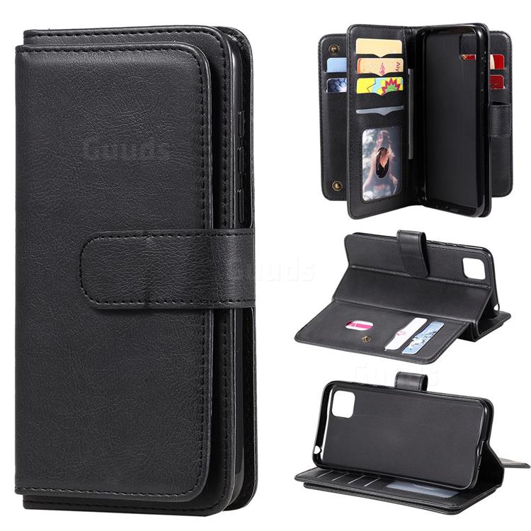 Multi-function Ten Card Slots and Photo Frame PU Leather Wallet Phone Case Cover for Huawei Y5p - Black
