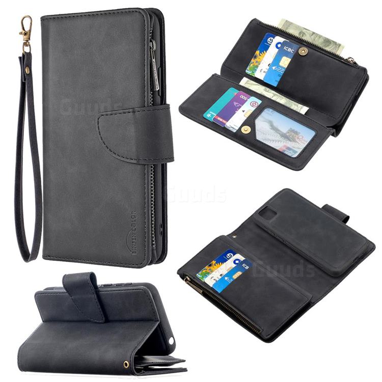 Binfen Color BF02 Sensory Buckle Zipper Multifunction Leather Phone Wallet for Huawei Y5p - Black