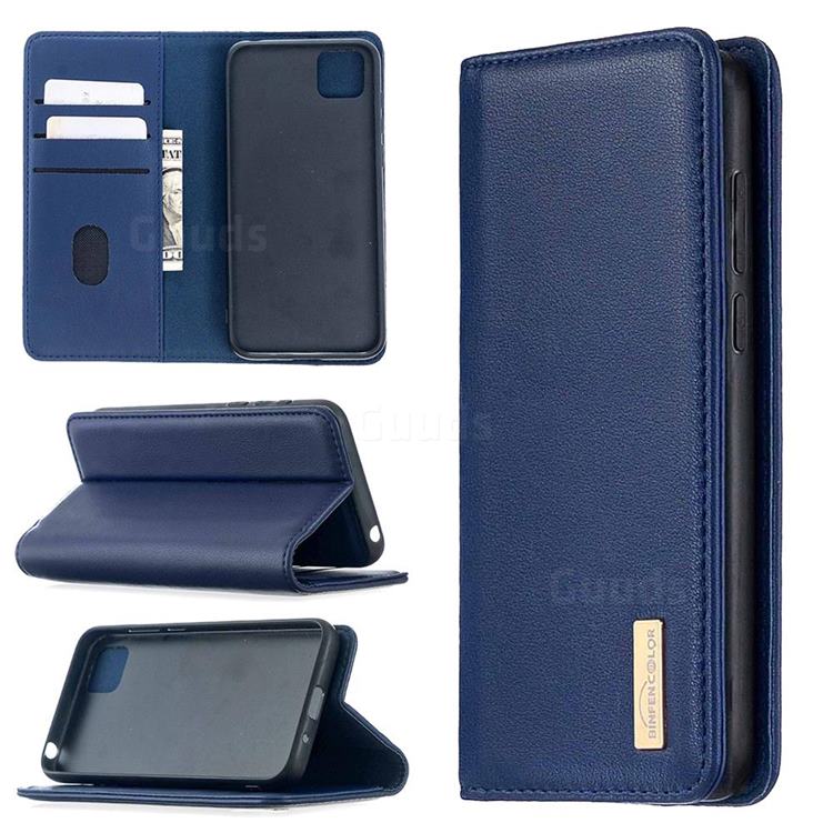 Binfen Color BF06 Luxury Classic Genuine Leather Detachable Magnet Holster Cover for Huawei Y5p - Blue