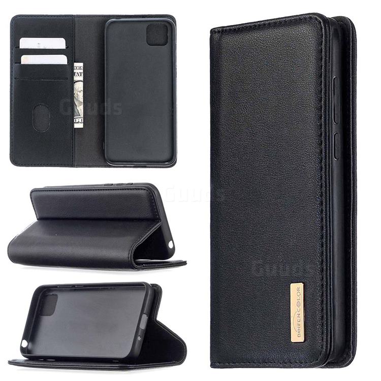 Binfen Color BF06 Luxury Classic Genuine Leather Detachable Magnet Holster Cover for Huawei Y5p - Black