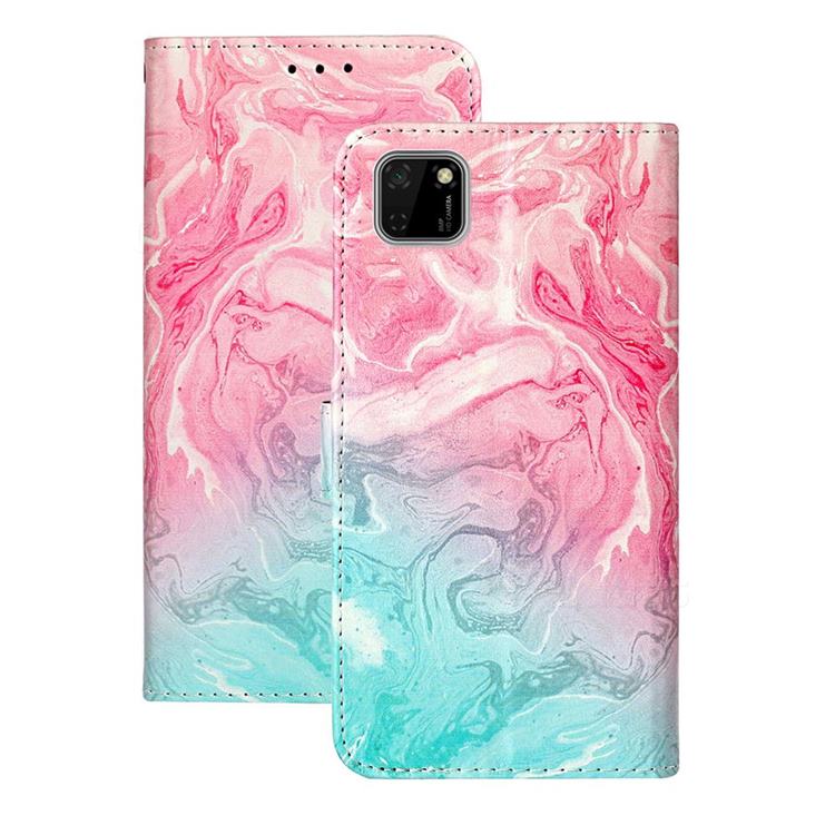 Pink Green Marble PU Leather Wallet Case for Huawei Y5p