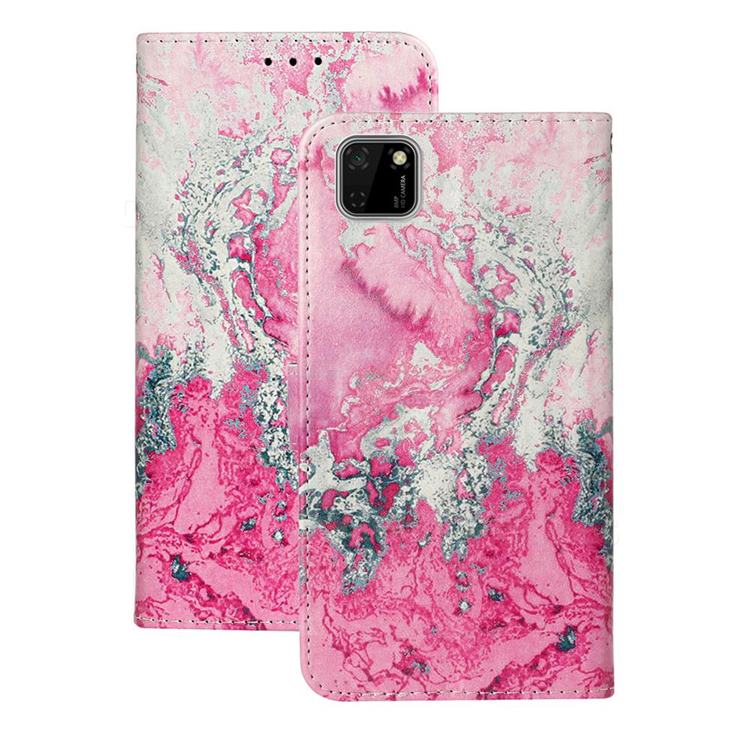 Pink Seawater PU Leather Wallet Case for Huawei Y5p