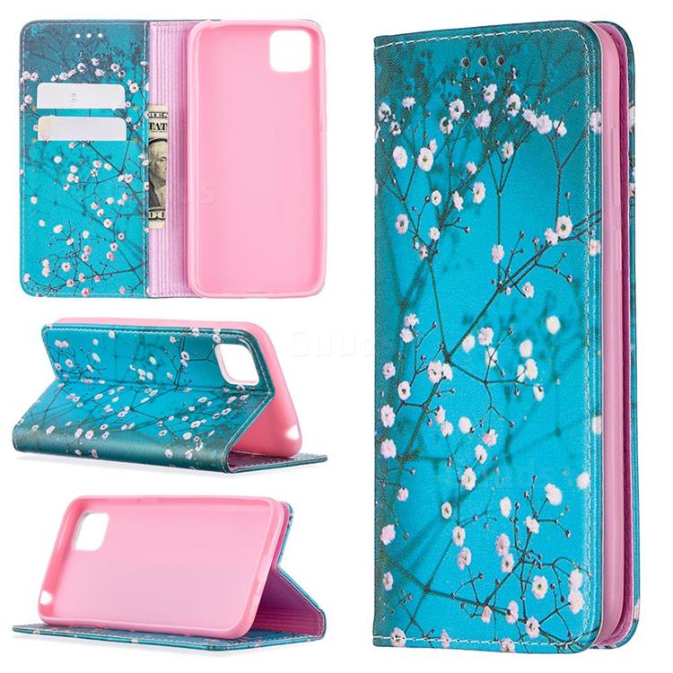 Plum Blossom Slim Magnetic Attraction Wallet Flip Cover for Huawei Y5p