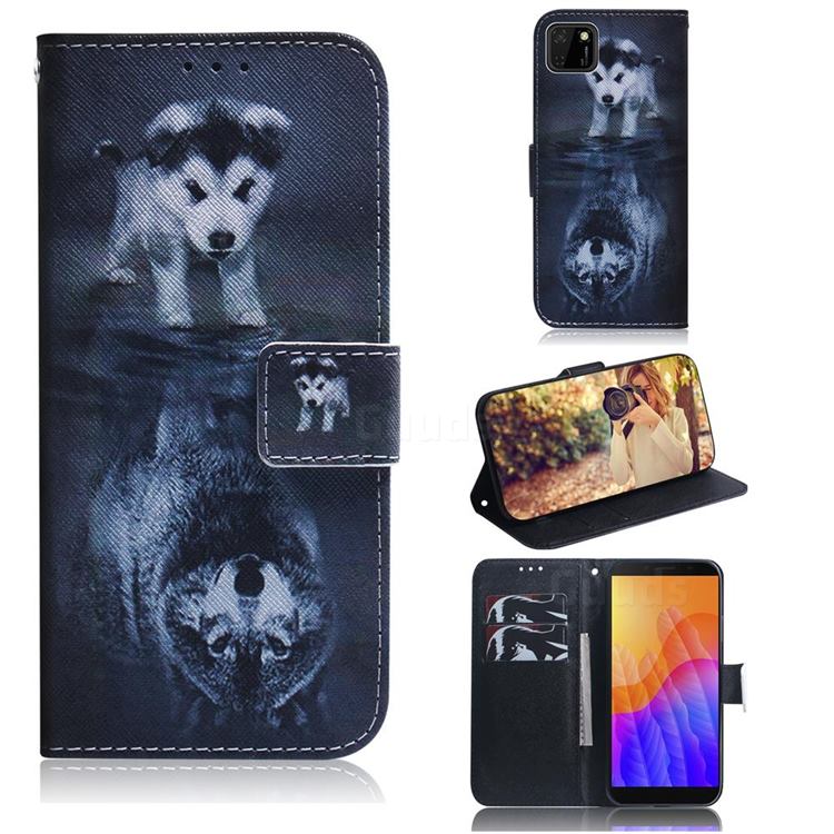 Wolf and Dog PU Leather Wallet Case for Huawei Y5p