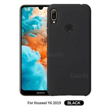 Howmak Slim Liquid Silicone Rubber Shockproof Phone Case Cover for Huawei Y6 (2019) - Black