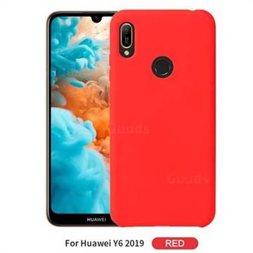 Howmak Slim Liquid Silicone Rubber Shockproof Phone Case Cover for Huawei Y6 (2019) - Red