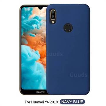 Howmak Slim Liquid Silicone Rubber Shockproof Phone Case Cover for Huawei Y6 (2019) - Midnight Blue
