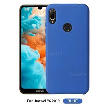 Howmak Slim Liquid Silicone Rubber Shockproof Phone Case Cover for Huawei Y6 (2019) - Sky Blue