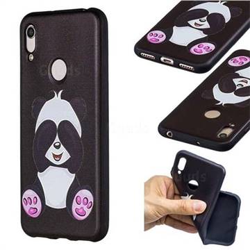 Lovely Panda 3D Embossed Relief Black Soft Back Cover for Huawei Y6 (2019)