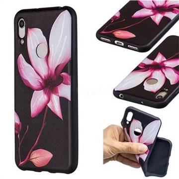 Lotus Flower 3D Embossed Relief Black Soft Back Cover for Huawei Y6 (2019)