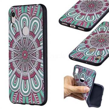 Mandala 3D Embossed Relief Black Soft Back Cover for Huawei Y6 (2019)