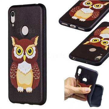 Big Owl 3D Embossed Relief Black Soft Back Cover for Huawei Y6 (2019)