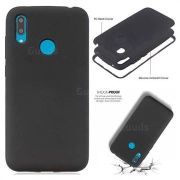 Matte PC + Silicone Shockproof Phone Back Cover Case for Huawei Y6 (2019) - Black