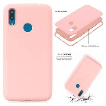 Matte PC + Silicone Shockproof Phone Back Cover Case for Huawei Y6 (2019) - Pink