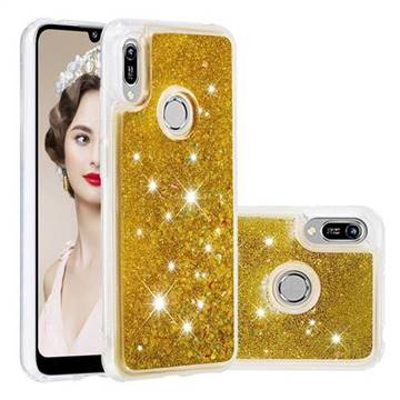 Dynamic Liquid Glitter Quicksand Sequins TPU Phone Case for Huawei Y6 (2019) - Golden