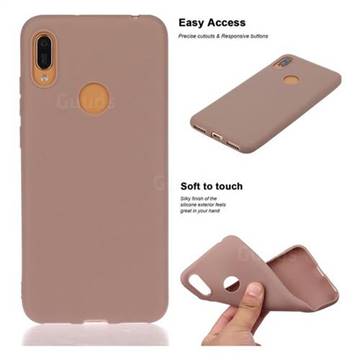 Soft Matte Silicone Phone Cover for Huawei Y6 (2019) - Khaki