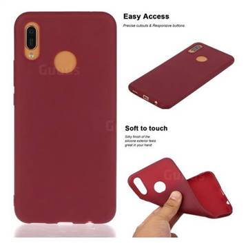 Soft Matte Silicone Phone Cover for Huawei Y6 (2019) - Wine Red