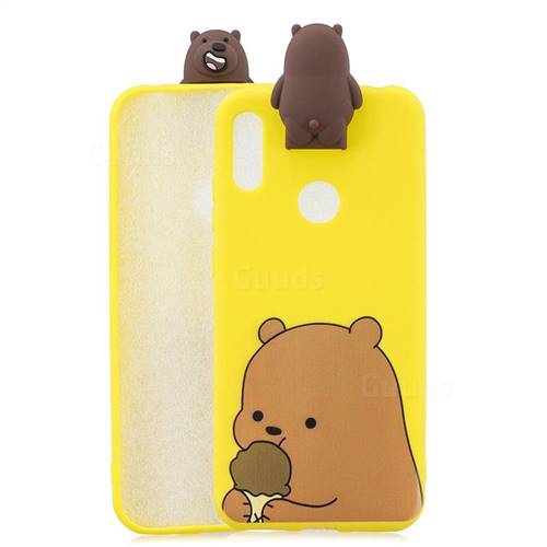 Brown Bear Soft 3D Climbing Doll Stand Soft Case for Huawei Y6 (2019)