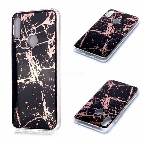 Black Galvanized Rose Gold Marble Phone Back Cover for Huawei Y6 (2019)