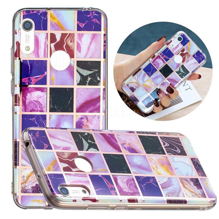 Square Puzzle Painted Marble Electroplating Protective Case for Huawei Y6 (2019)